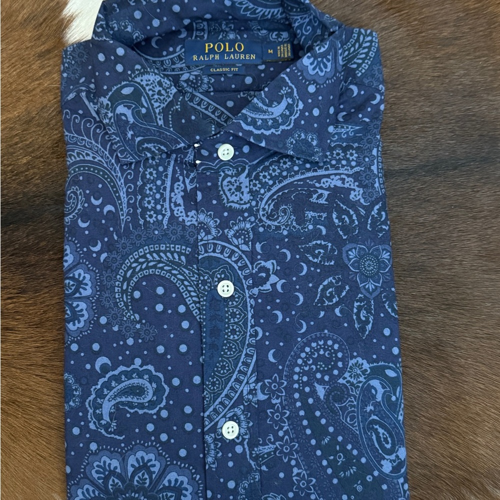 Polo Ralph Lauren Men's Dark Blue Paisley Shirt